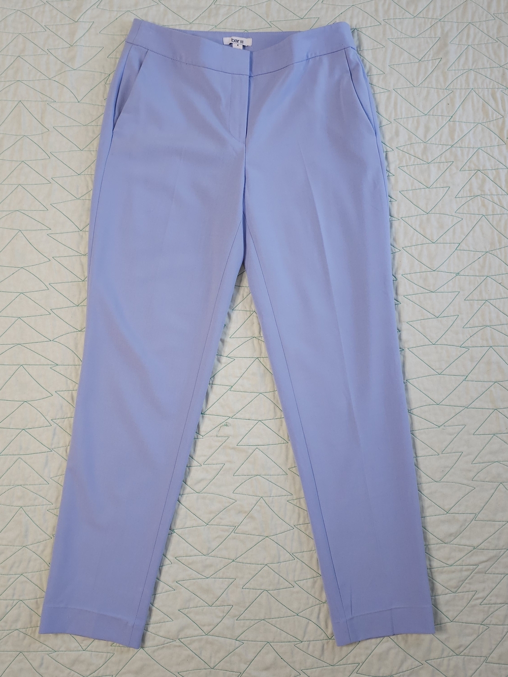 Bar III Blue Flat Front Straight Leg Career Preppy Dress Pants